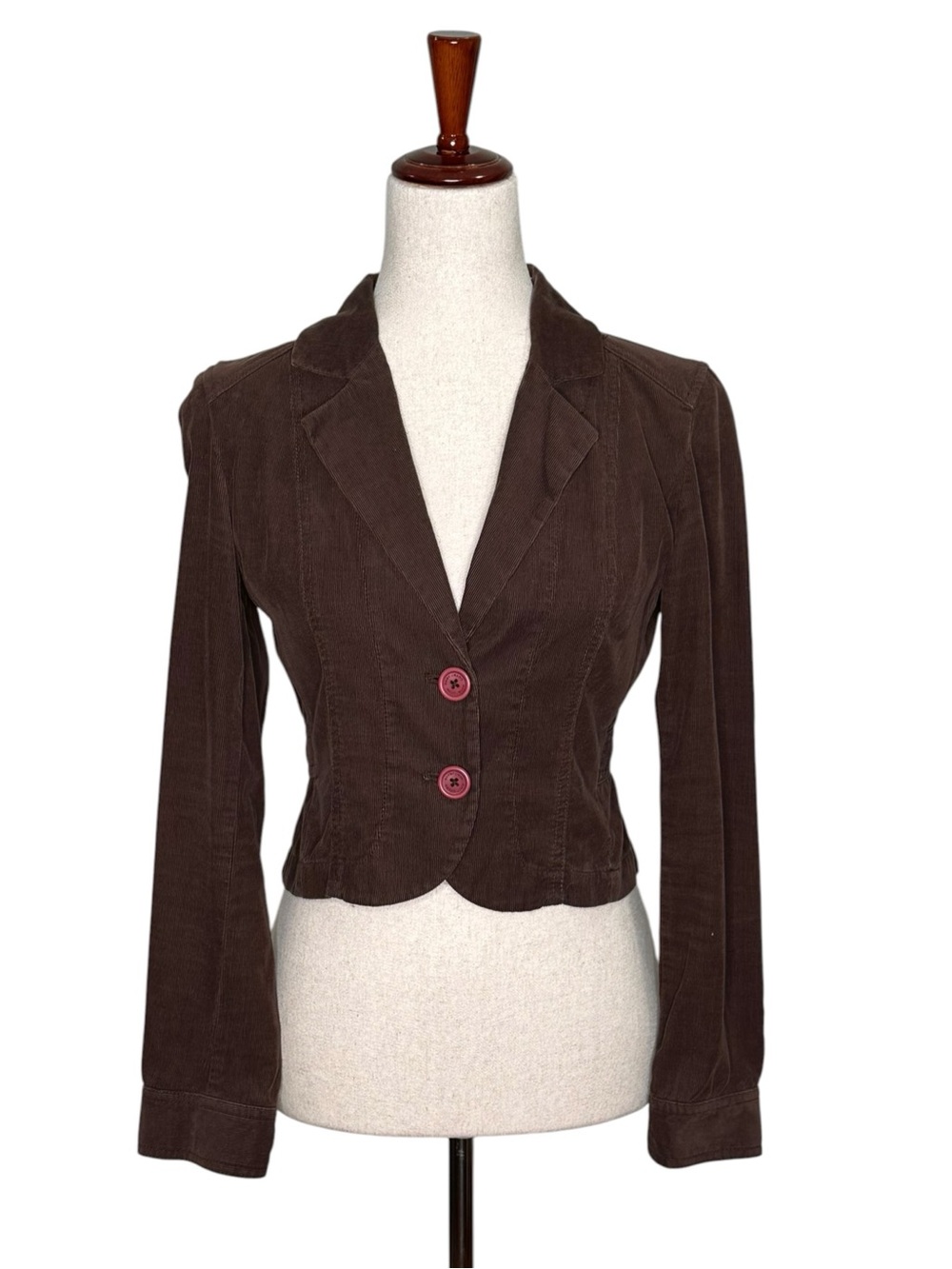 Vintage Y2K DKNY Brown Cropped Corduroy Blazer Jacket. Academia. Preppy. XS
